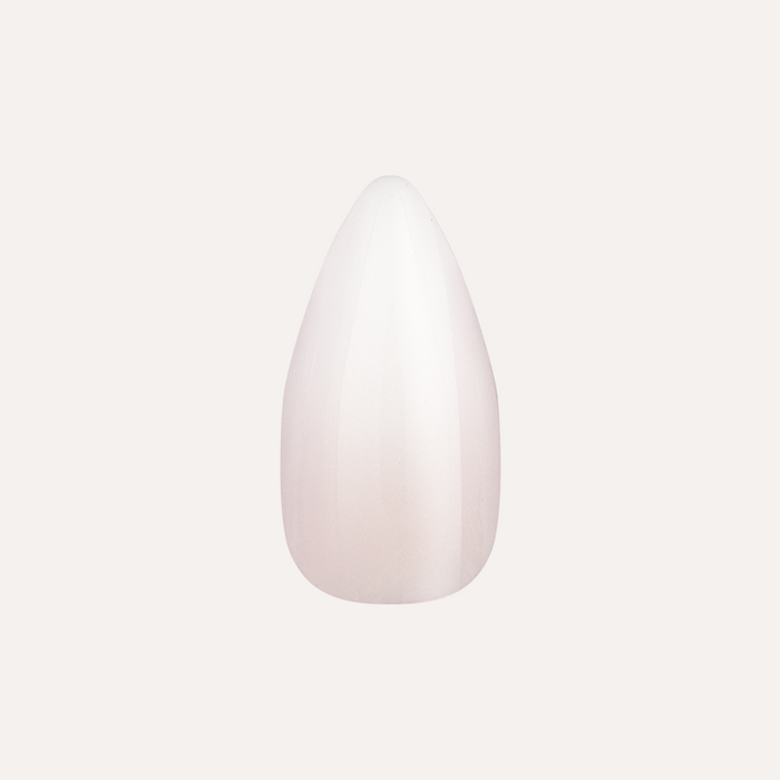 Strawberry Gradient - Press-On | Medium | Stiletto showing single medium stiletto false nail with soft pink and white gradient polish