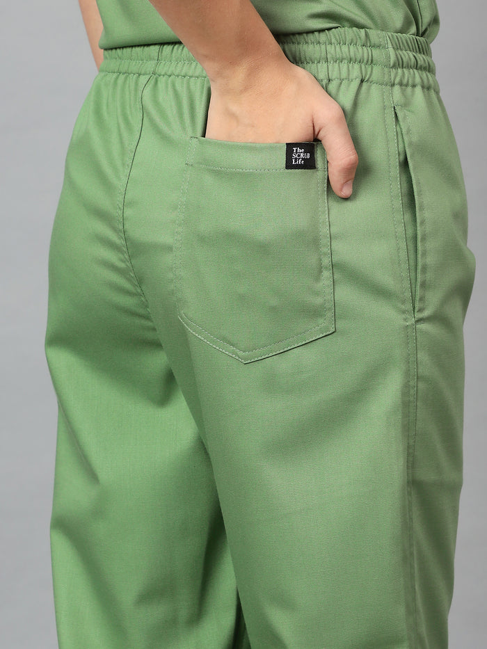 Stretchable (2Way) Women Pista Green Straight Scrub Pant