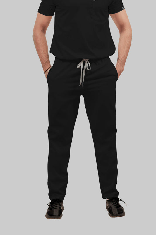 Stretchable (4Way) Men Black Straight Scrub Pant