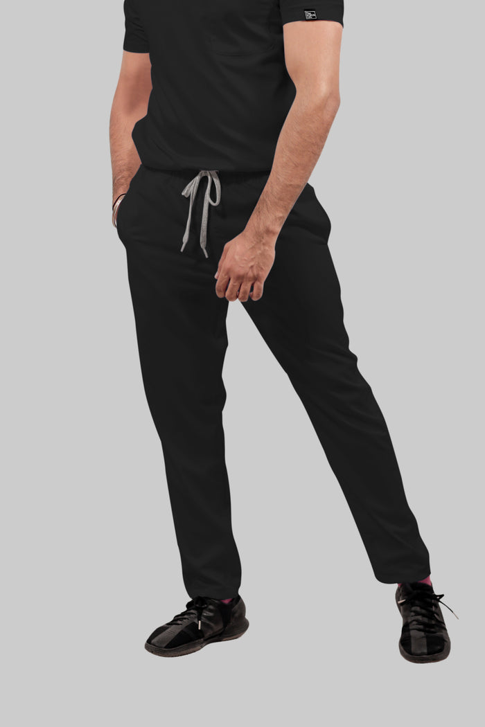 Stretchable (4Way) Men Black Straight Scrub Pant