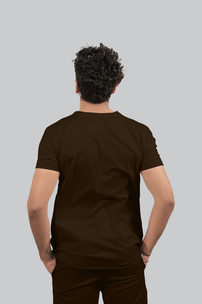 Stretchable (4Way) Men Brown V-Neck With Straight Pant Scrub Set