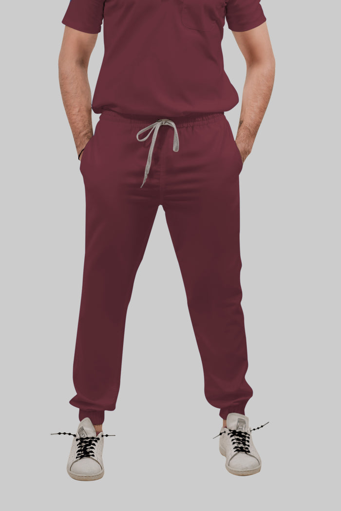 Stretchable (4Way) Men Burgundy Jogger