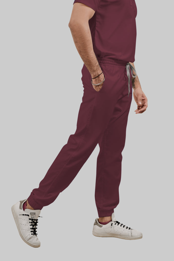 Stretchable (4Way) Men Burgundy Jogger