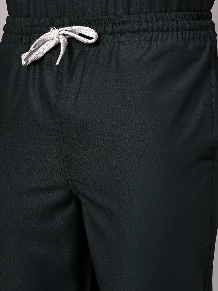 Stretchable (4Way) Men Mid Night Green Jogger