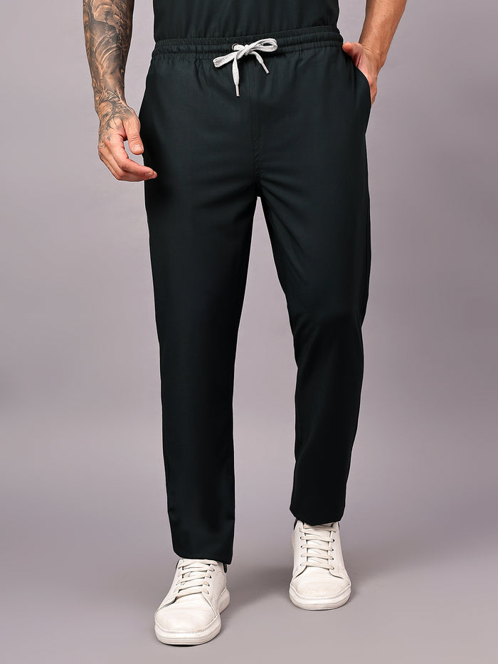 Stretchable (4Way) Men Mid Night Green Straight Scrub Pant