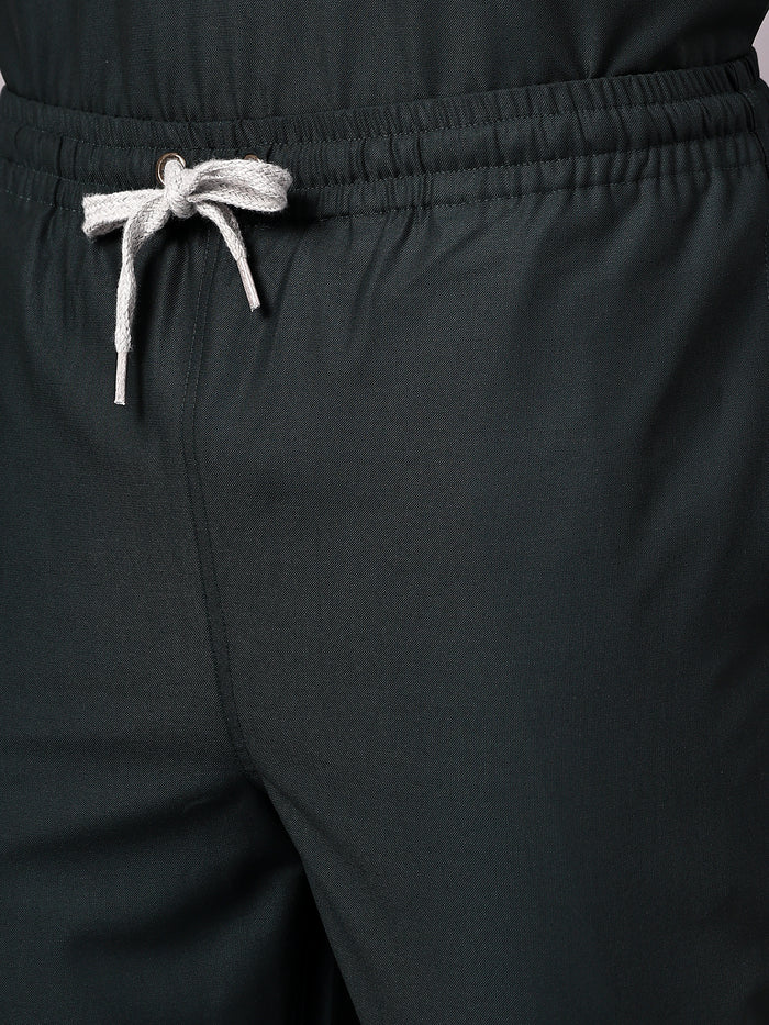 Stretchable (4Way) Men Mid Night Green Straight Scrub Pant