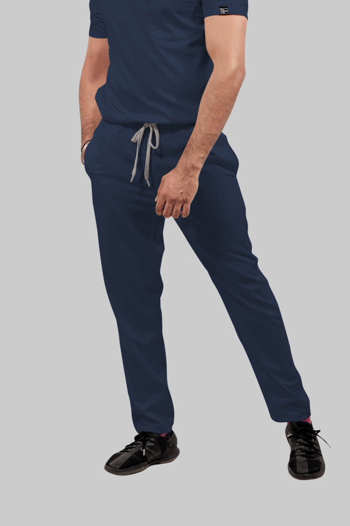 Stretchable (4Way) Men Navy Blue Straight Scrub Pant