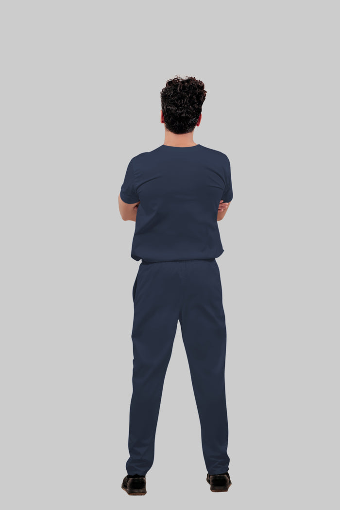 Stretchable (4Way) Men Navy Blue Straight Scrub Pant