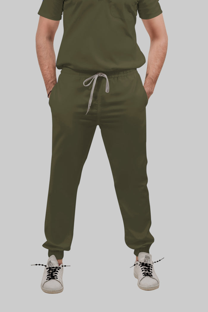 Stretchable (4Way) Men Olive Green Jogger