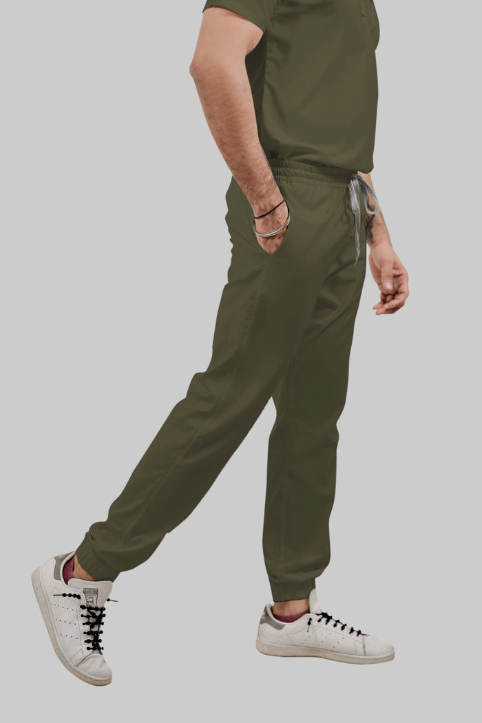 Stretchable (4Way) Men Olive Green Jogger