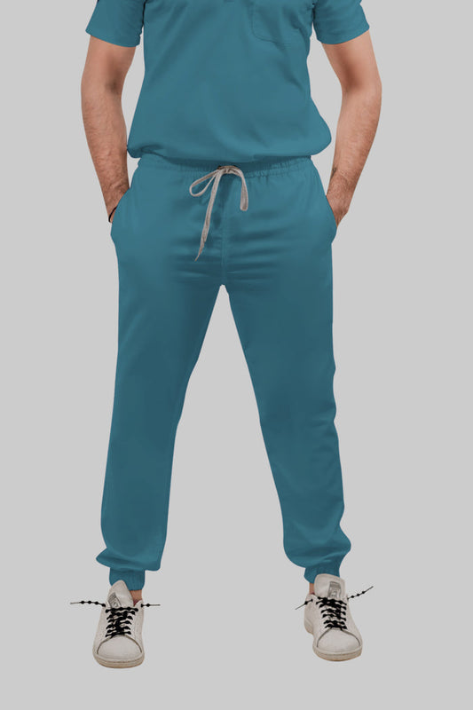 Stretchable (4Way) Men Peacock Blue Jogger