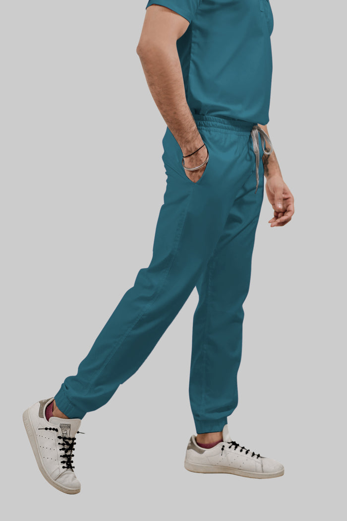 Stretchable (4Way) Men Peacock Blue Jogger