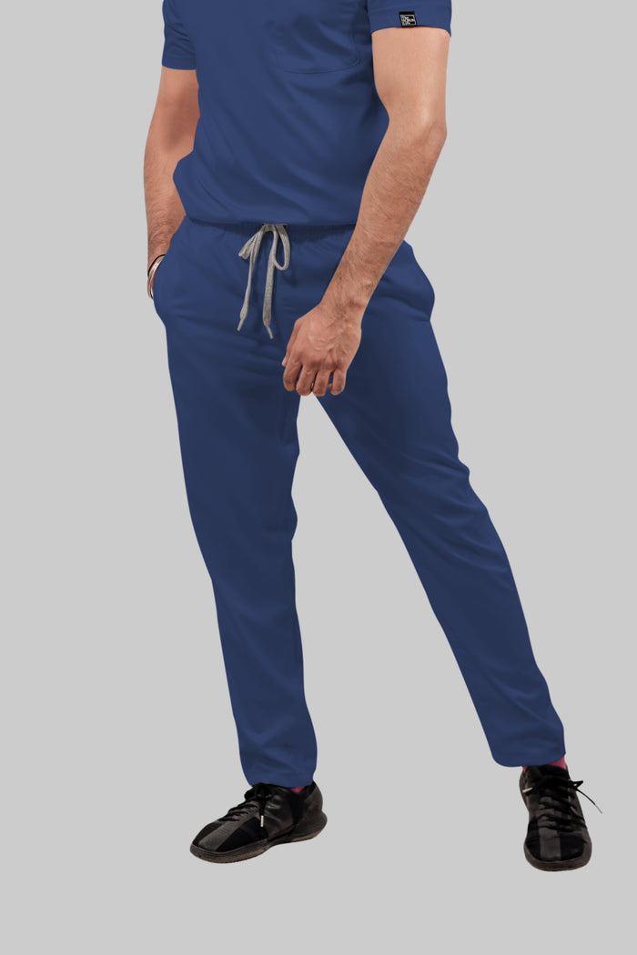 Stretchable (4Way) Men Royal Blue Straight Scrub Pant