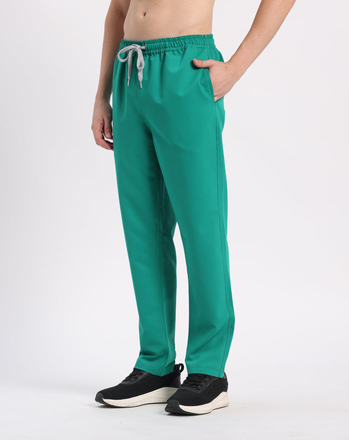Stretchable (4Way) Men Sea Green Straight Scrub Pant