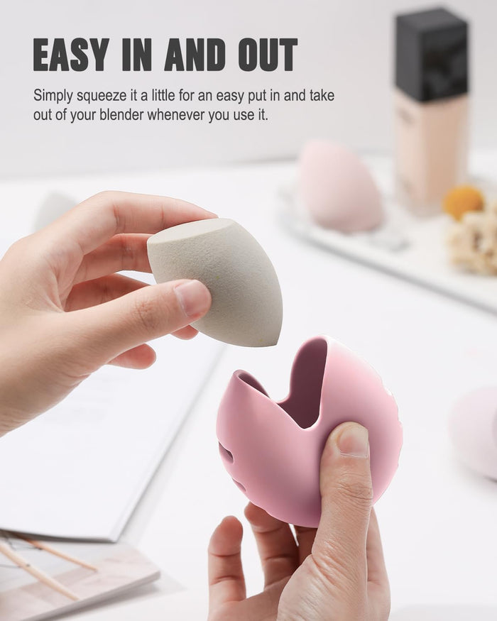 Stylish and Eco-Friendly Makeup Sponge Holder - Travel-Friendly Shatterproof Silicone Case in Pink