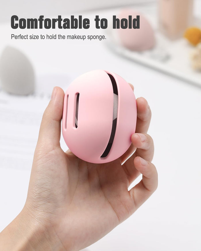 Stylish and Eco-Friendly Makeup Sponge Holder - Travel-Friendly Shatterproof Silicone Case in Pink