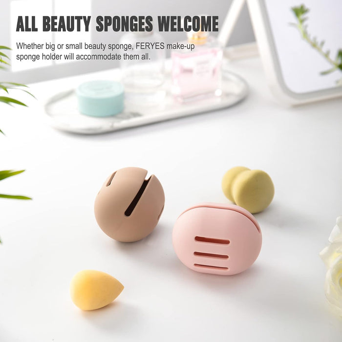 Stylish and Eco-Friendly Makeup Sponge Holder - Travel-Friendly Shatterproof Silicone Case in Pink