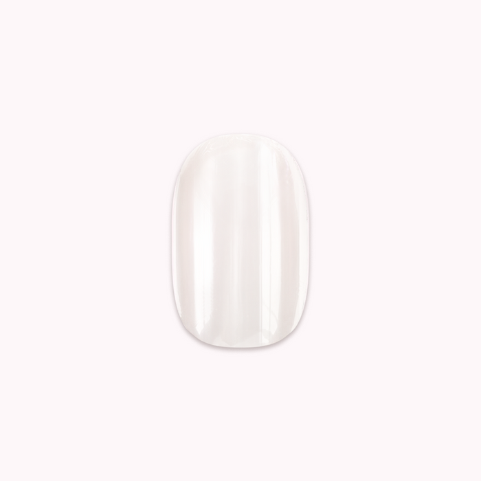 Sugar Glaze - Press-On | Extra Short | Round showing sheer white nail with shiny chrome glaze for at-home mani