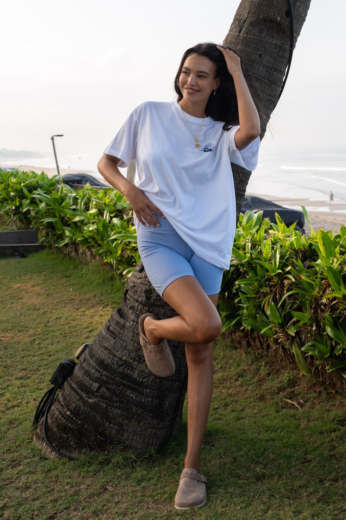 Sunshine Lagi Organic Cotton Oversized TShirt White With Back Print Canggu Bali