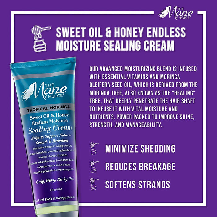 The Mane Choice Tropical Moringa Sweet Oil n Honey Endless Moisture Sealing Cream 8oz - ikatehouse