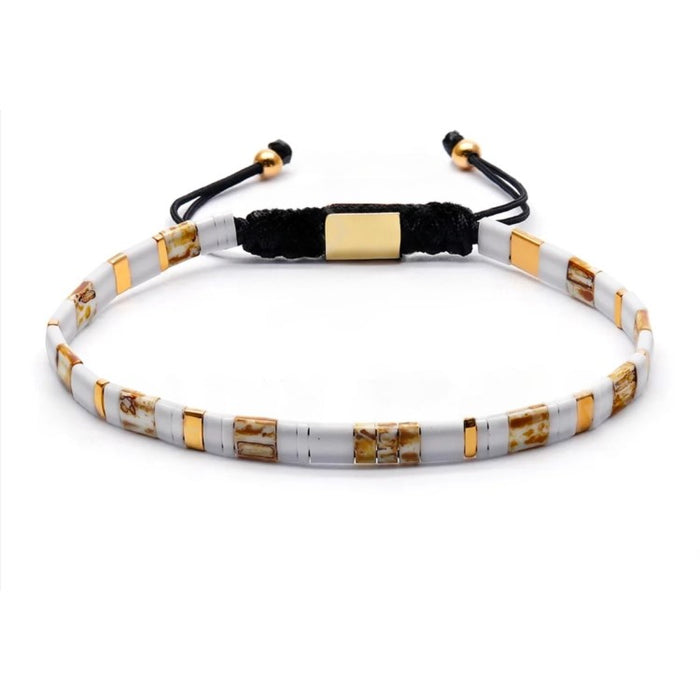 Tila Link Macrame Bracelet with Miyuki Tila Beads