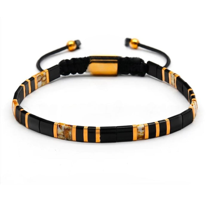 Tila Link Macrame Bracelet with Miyuki Tila Beads