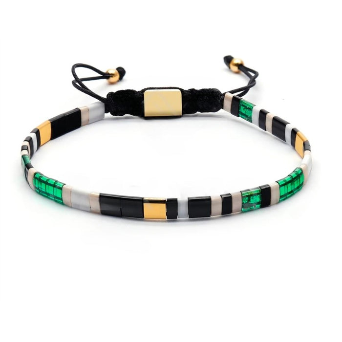Tila Link Macrame Bracelet with Miyuki Tila Beads