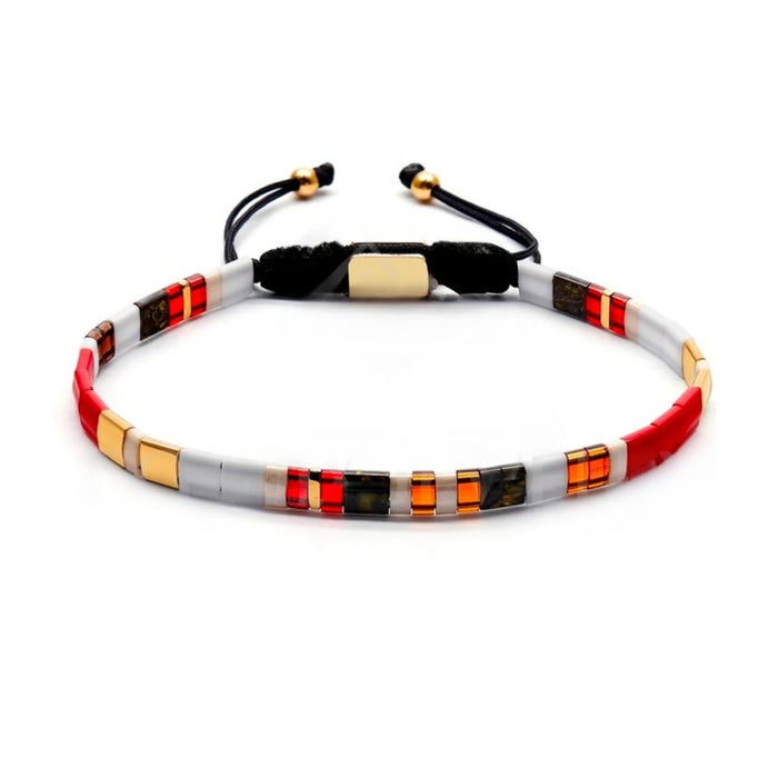 Tila Link Macrame Bracelet with Miyuki Tila Beads