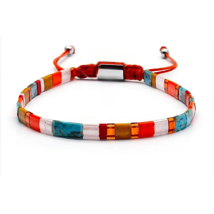 Tila Link Macrame Bracelet with Miyuki Tila Beads