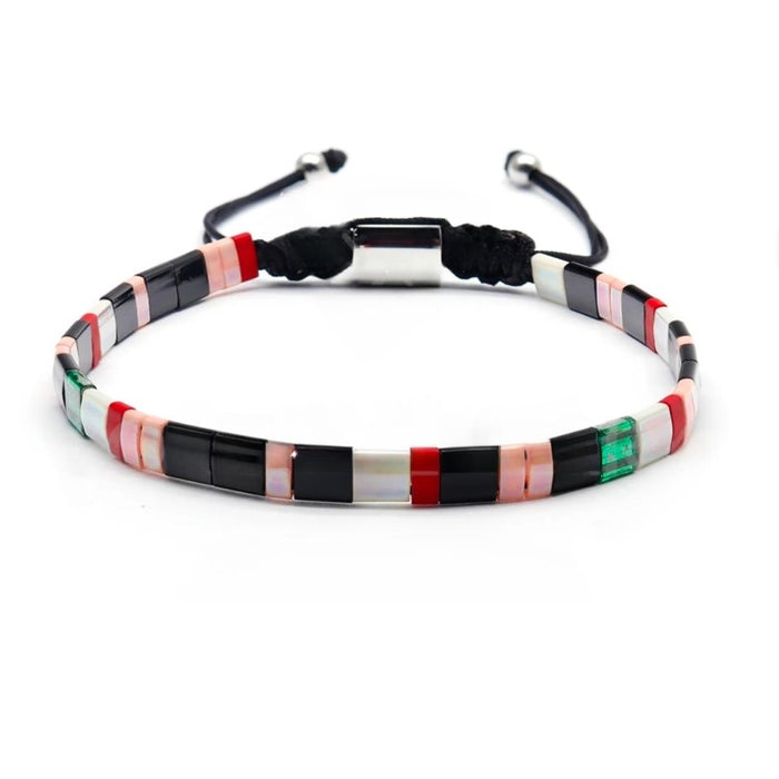 Tila Link Macrame Bracelet with Miyuki Tila Beads
