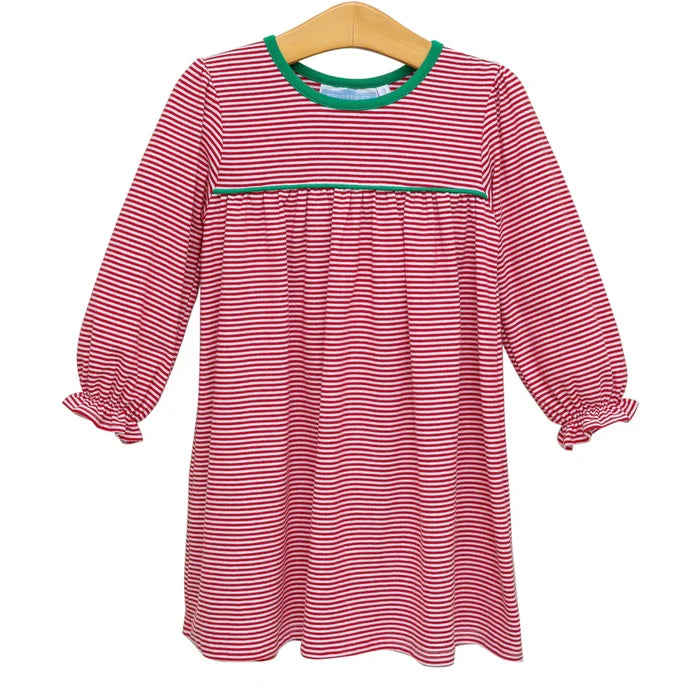 Trotter Street Ellie Dress-Red Stripe/Green