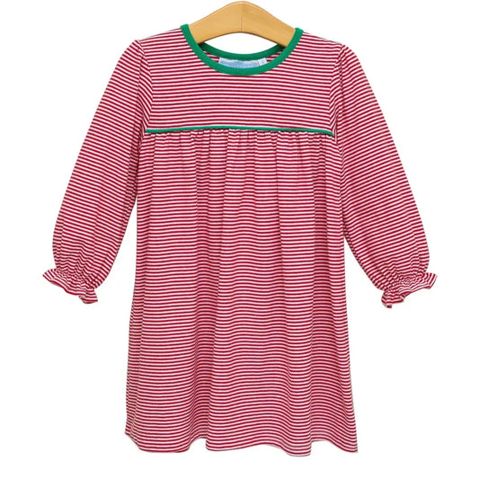 Trotter Street Ellie Dress-Red Stripe/Green