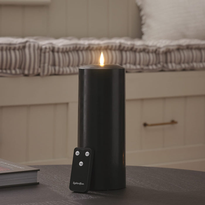 TruGlow® Black LED Chapel Candle 25cm With Remote Control