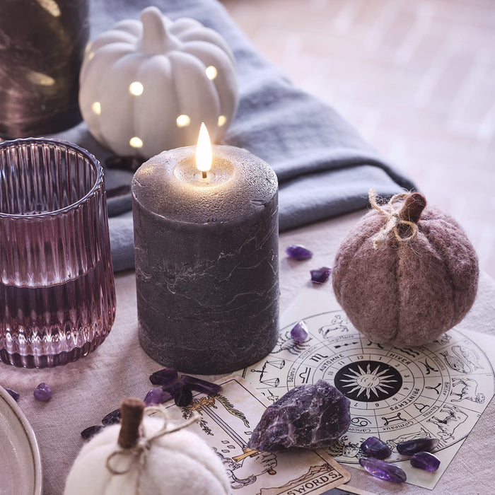 TruGlow® Dark Grey Distressed LED Pillar Candle Trio