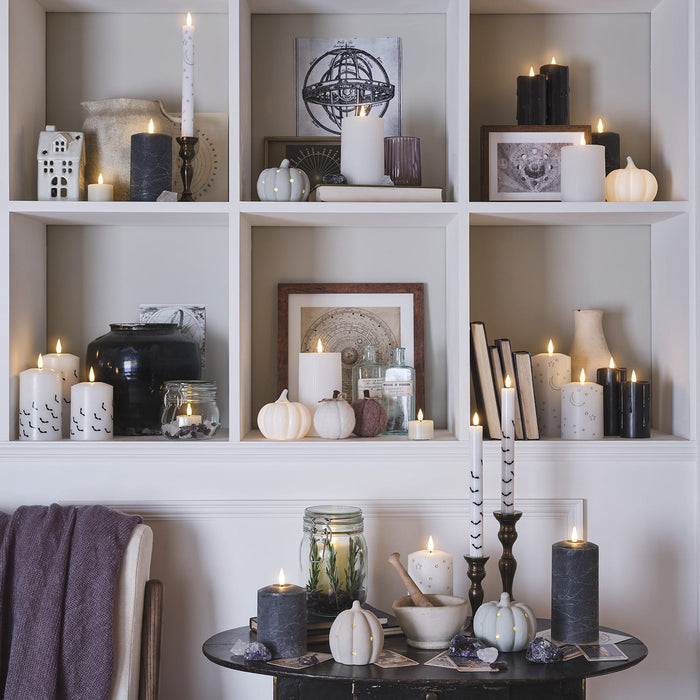 TruGlow® Dark Grey Distressed LED Pillar Candle Trio