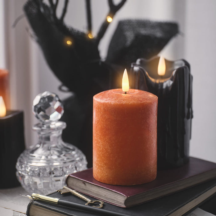 TruGlow® Mottled Orange LED Autumn Candle Trio With Remote Control