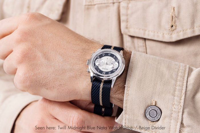 Twill Midnight Blue Watch Strap / Beige Divider