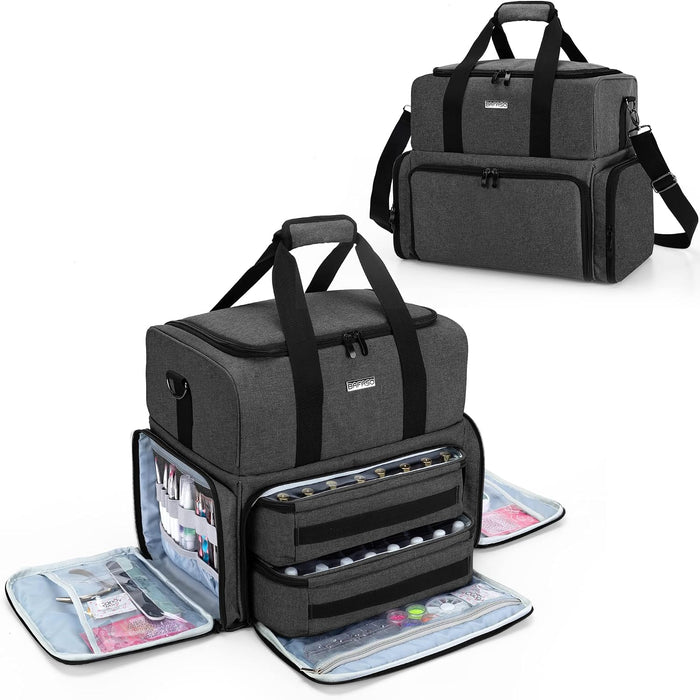 Ultimate Nail Polish Organizer: Holds 80 Bottles & Nail Lamp in Stylish Black
