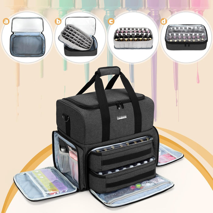 Ultimate Nail Polish Organizer: Holds 80 Bottles & Nail Lamp in Stylish Black