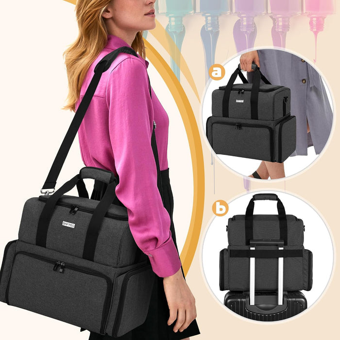 Ultimate Nail Polish Organizer: Holds 80 Bottles & Nail Lamp in Stylish Black