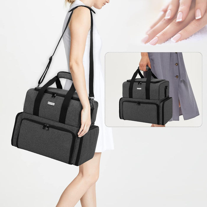 Ultimate Nail Polish Organizer: Holds 80 Bottles & Nail Lamp in Stylish Black