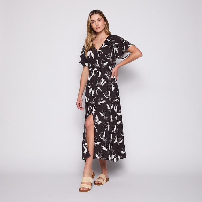 Vestido Reef Women Black Buttons