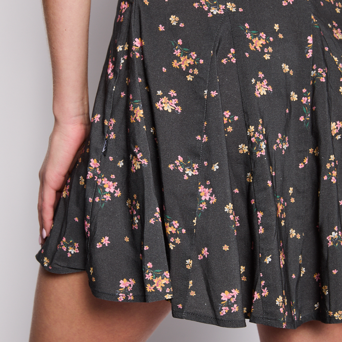 Vestido Reef Women Soft Black Flowers Buttons