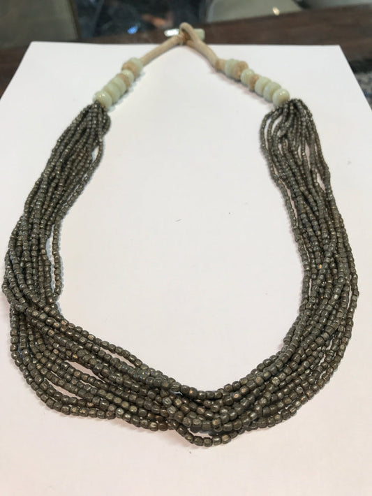Vintage Square Silver and Glass Bead Necklace - CARAVAN OUTPOST