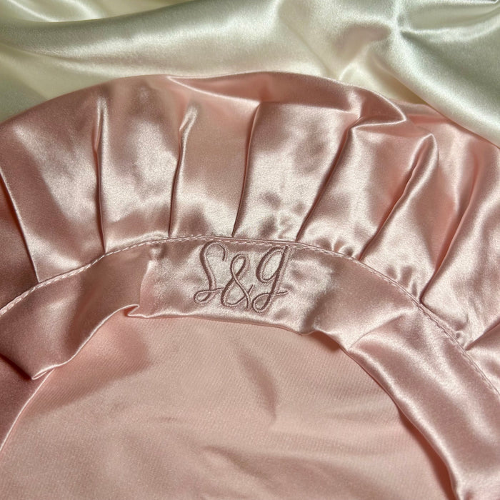 Pink mulberry silk bonnet - 22 momme