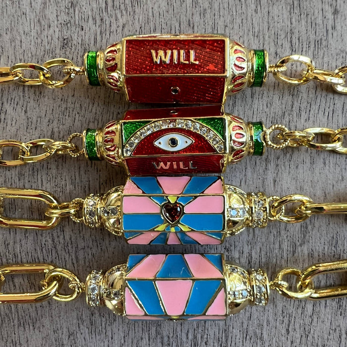 Chasing Cherubs Warhol bracelet with colorful, artistic design featuring vibrant abstract patterns on a stylish bracelet.