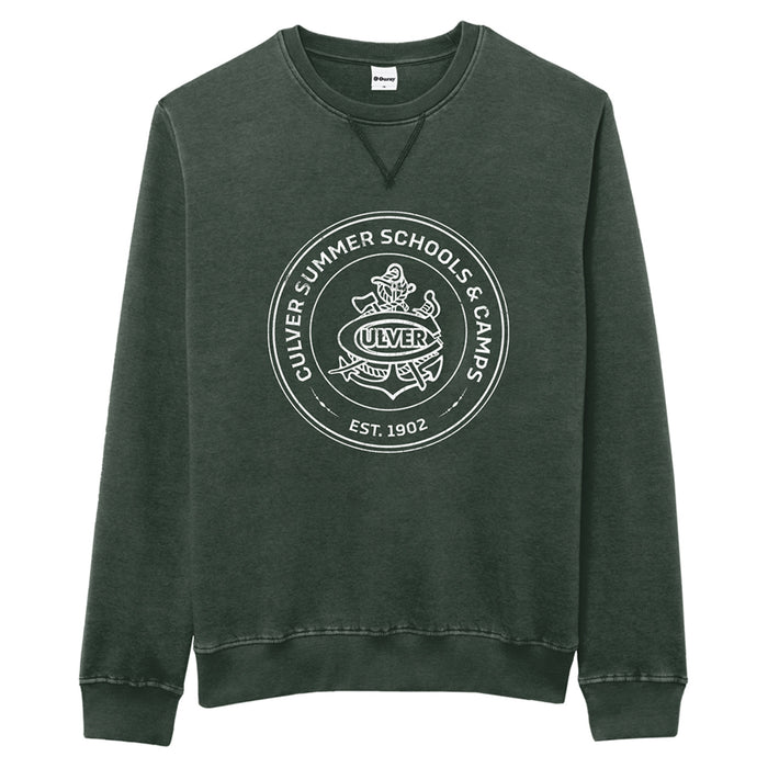 Weathered Fleece Crew - Heather Dark Green