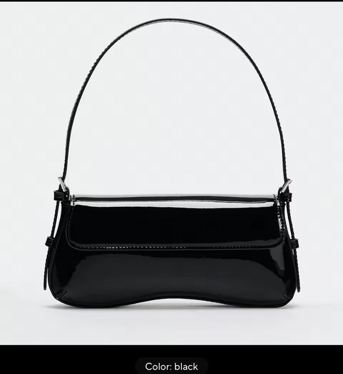 Women's Patent Leather Baguette Shoulder Bag
