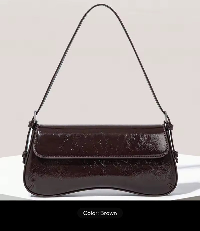 Women's Patent Leather Baguette Shoulder Bag