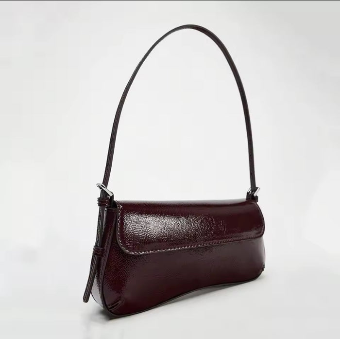 Women's Patent Leather Baguette Shoulder Bag